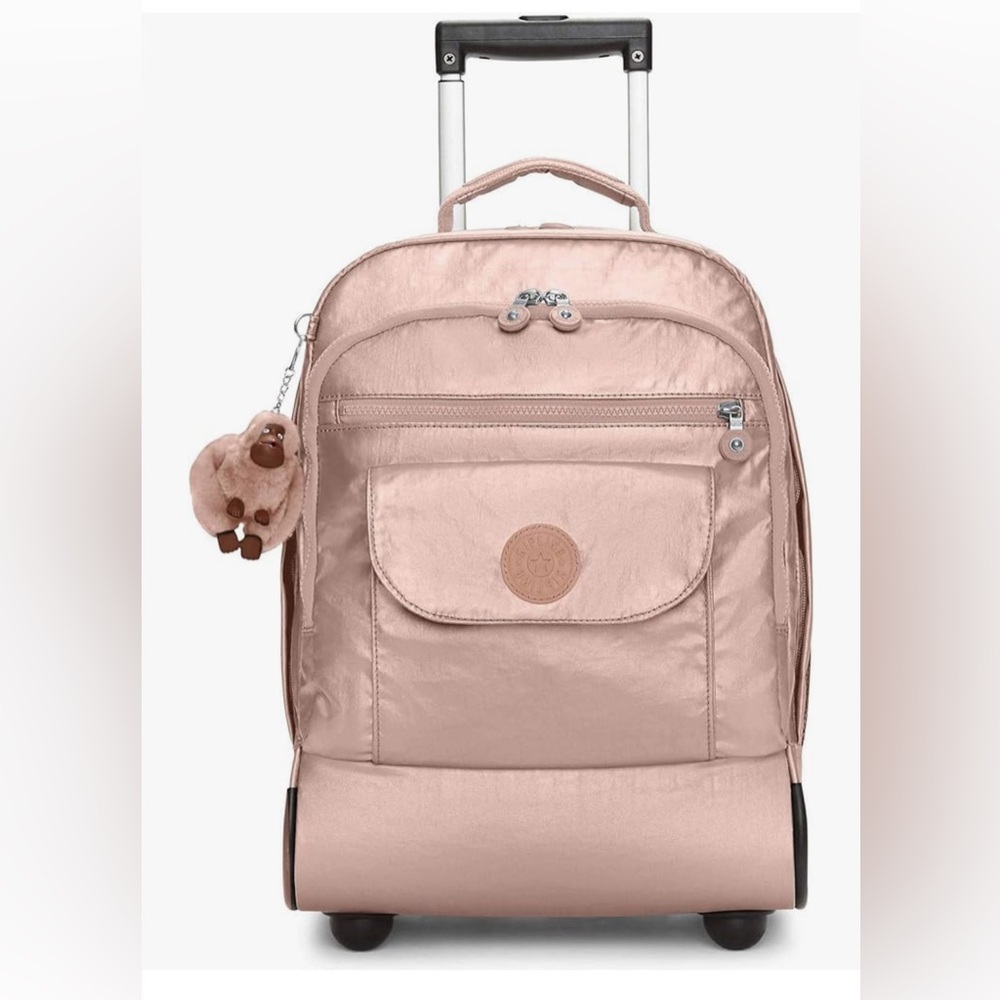 Kipling Sanaa Large Metallic Rolling Backpack Rose Metallic Quartz